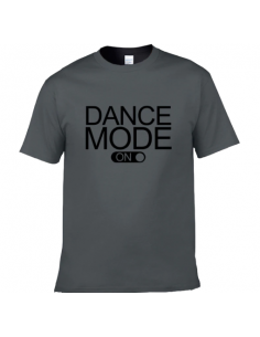 Men's T-shirt with round neck in grey cotton. Dance Mode ON lettering in black