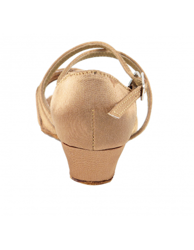 Chaussures de danse enfants en satin chair avec bride croisée pour salsa, standard, compétition