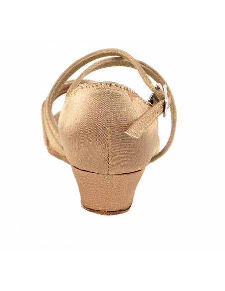 Chaussures de danse enfants en satin chair avec bride croisée pour salsa, standard, compétition