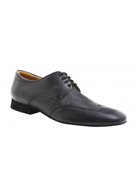 Mens dance shoes in black deerskin leather for ballroom or tango