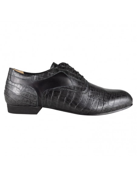 High-quality men's dance shoes made of grey leather for tango.