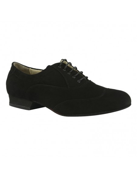 High-quality men's dance shoes made of black suede for tango.