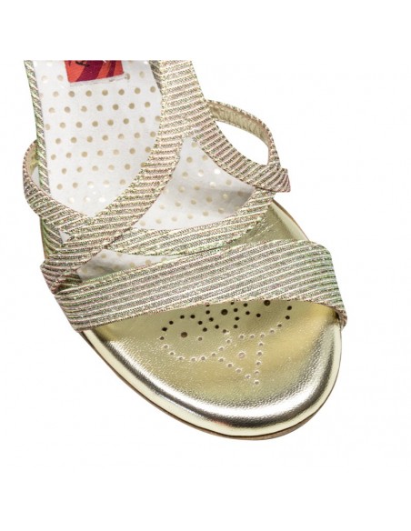 Chaussures de danse cuir doré, tango argentin, chaussure de mariée