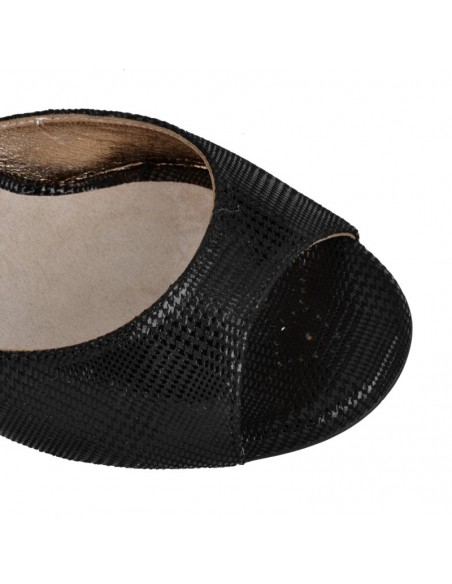 Tangolera Iris Nero Stampa Italian tango dance shoes Zurich  - 7cm heel