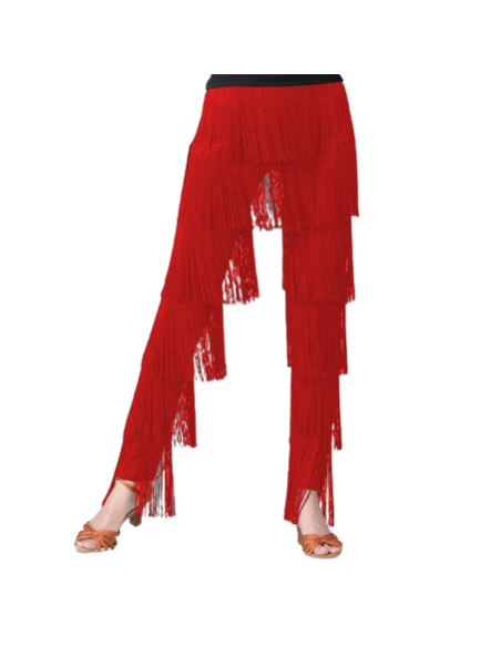 Fringed dance pants in red perfect for salsa, bachata and parties