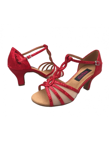 Scarpe da ballo in pelle rosso scintillante Sophia 1692 - Veryfine Dance Shop Zurigo
