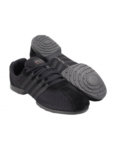 Black mesh and leather dance sneakers for salsa, line dancing, workshops