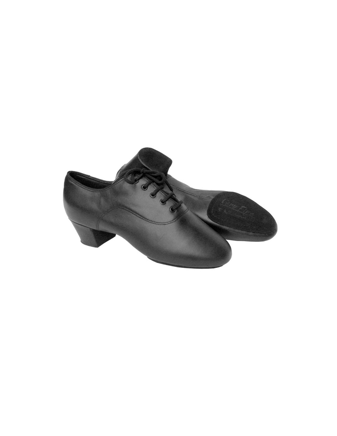 Mens competition dance shoes in black leather with split sole for latin  dance