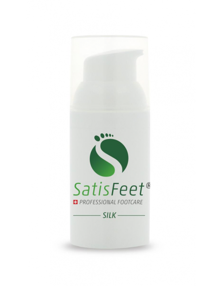 Lotion de soin Satisfeet avec des protéines de soie et de l'extrait de jujube pour des pieds qui dansent. Taille voyage pratique