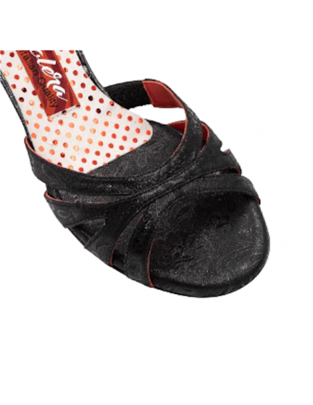 Tangolera tango shoes D32 Nero Stampato -Veryfine Dance Shoes Zurich