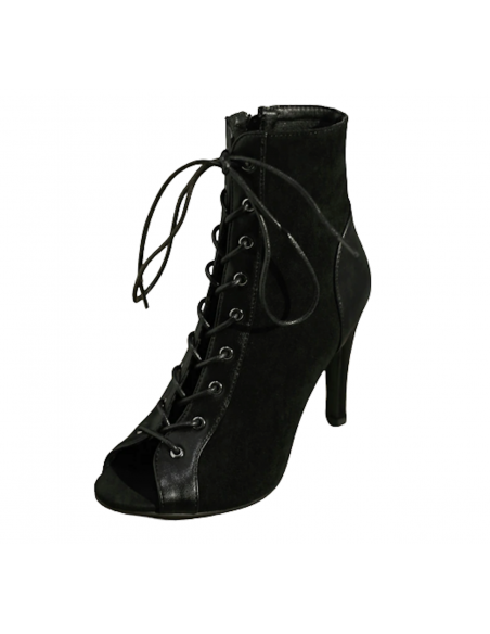 Tanzstiefelette in schwarzem Nubuk mit 9.5cm Absatz für Heels Dance