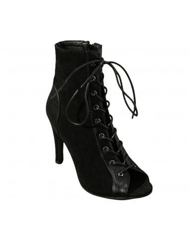 Dance ankle boot in black nubuck with 9.5cm heel for heels dance