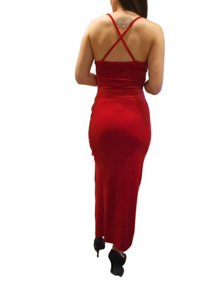 Red velvet ball gown with drawstring for formal events