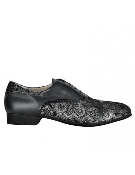 Men’s Tangolera Tango Shoes Teo Nero Deco, Suede Dance Sole - VeryFine Dance Shoes Zurich