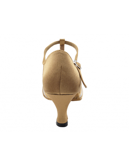 Dance Shoes for Salsa VeryFine 16612 tan satin - Veryfine Dance Shop Zürich