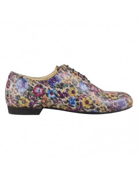 Chaussures de danse pour hommes en cuir motif floral en relief pour le tango argentin