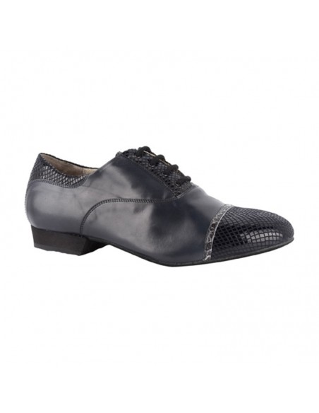 Men's dance shoes in deep night blue smooth leather with stamped leather effect for argentine Tango, Ballroom or a Milonga