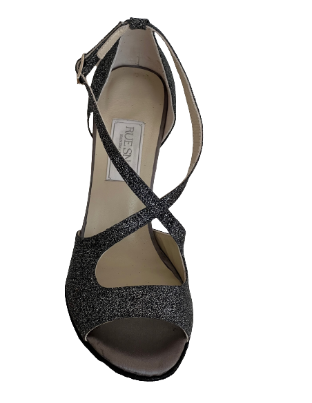 Dance shoes in anthracite glitter for salsa, Kizomba, evening dance party