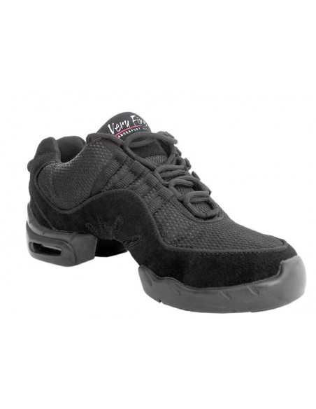 Dancesneaker with split sole & cushioned heel in black leather for linedance dance, hip hop