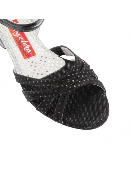 Dance shoes, black leather with 1cm heel for tango, ballroom dancing