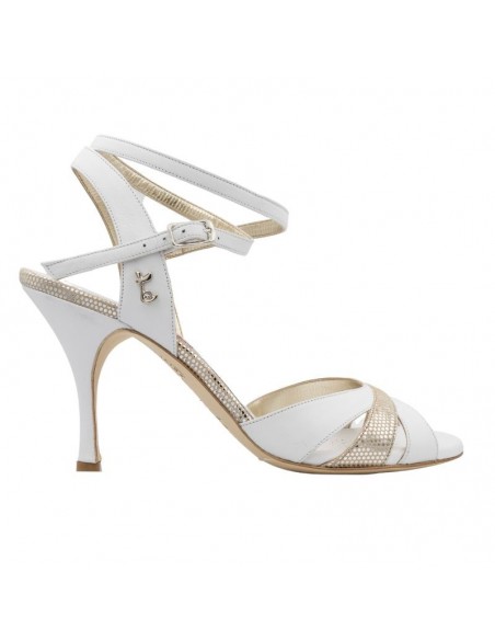 Scarpe da tango Tangolera Ginevra Bianco Argento Zurigo  - tacco 8cm