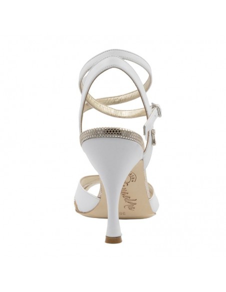 Dance Shoes Zurich - Tangolera Ginevra Bianco Argento weisse Leder-Tangoschuhe