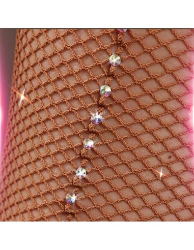 Collant de danse en résille, bande en strass pour danse de salon ou spectacles