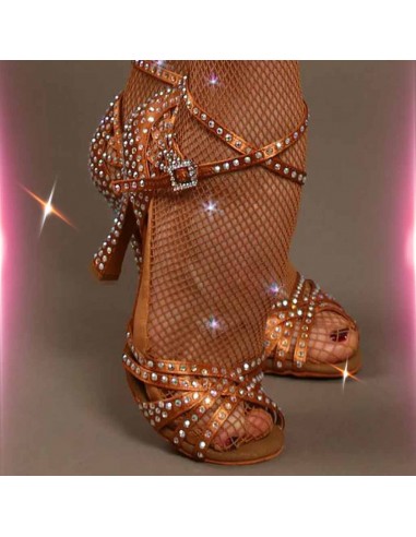 Professionelle Netz-Tanzstrumpfhose mit Aurora Borealis Strass überall für Standardtanz, Latin, Salsa, Shows