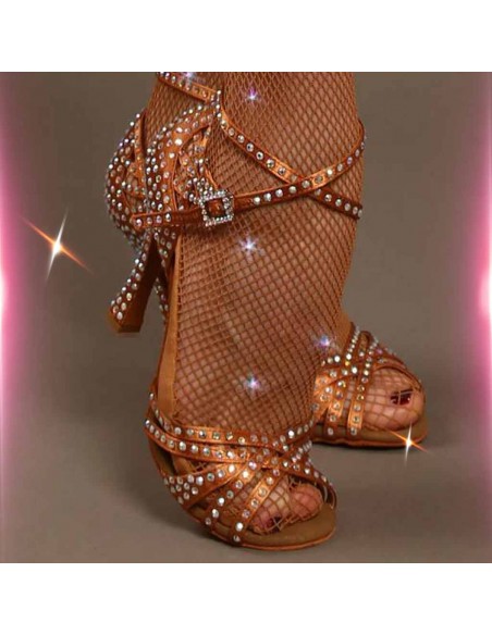 Professional fishnet dance tights with rhinestones all over for shows