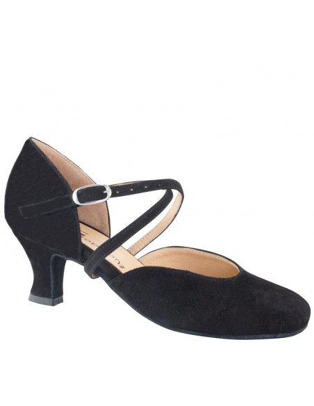 Ballroom dance shoes, black suede with 5,5cm heel for salsa, ballroom, tango