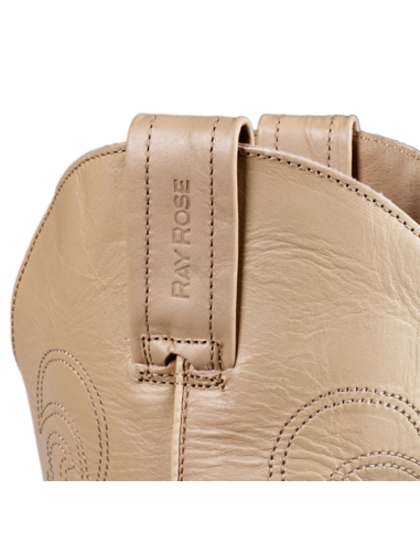 Stivale da danza per competizioni di linedance in pelle beige con tacco 2.5cm