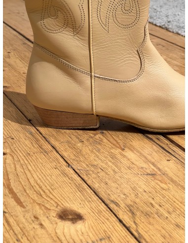 Stivale da danza per competizioni di linedance in pelle beige con tacco 2.5cm