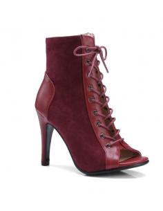 Heels dance boot, dark red, 9.5cm heel, Joheels style.