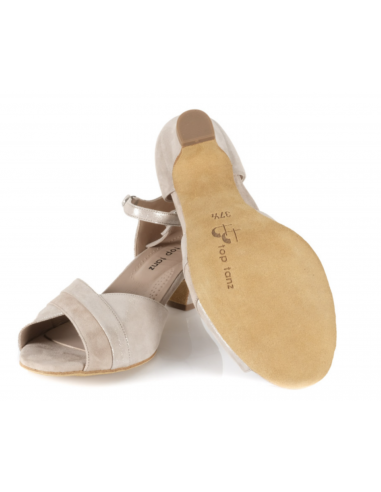 Scarpe da ballo in pelle camoscio beige per ballo di sala o salsa o tango