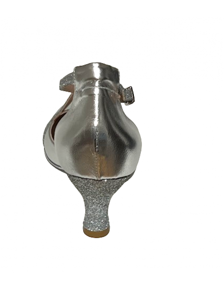 Chaussures de danse en argent avec lanières pailletées pour la danse de salon ou une soirée