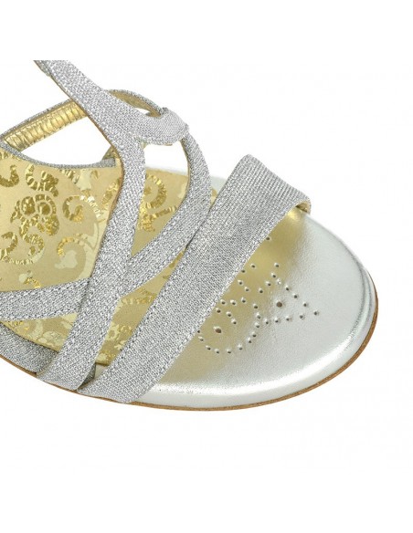 Tangolera Sofia Argento Tessuto Tango Shoes  Veryfine Zurich - 7cm heel