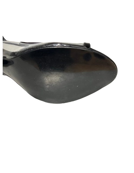 Black patent dance shoes with transparent trim on the side for kizomba, tango, evening events