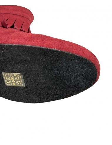Bottine de danse à franges courtes en daim rouge cerise pour la linedance