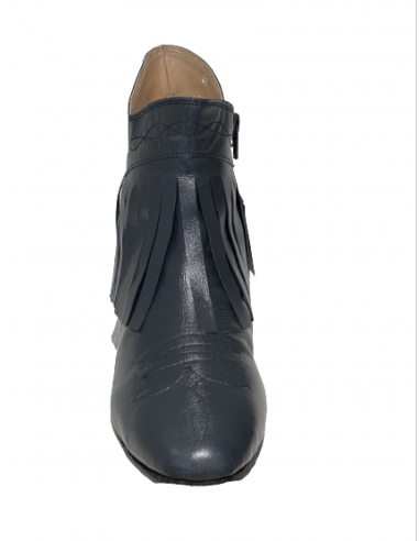 Kurze Fransen Tanz-Stiefelette in nachtblauem Leder für Linedance