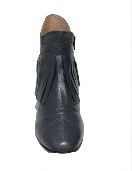 Bottine de danse à franges courtes en cuir bleu nuit pour la linedance
