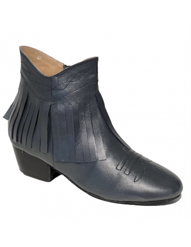 Stivaletti da ballo con frange corto in pelle blu notte per la line dance