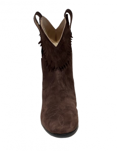 Chocolate brown genuine suede ankle dance boots for line dancing