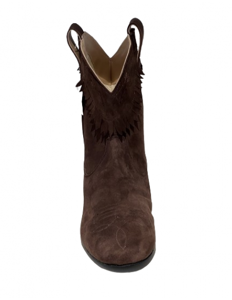 Chocolate brown genuine suede ankle dance boots for line dancing