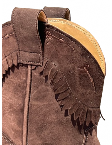 Chocolate brown genuine suede ankle dance boots for line dancing