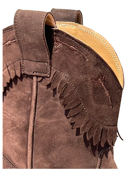 Bequeme schokobraune Tanz-Stiefelette in Wildleder für Linedance