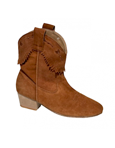 Whisky coloured genuine suede dance ankle boots for line dancing