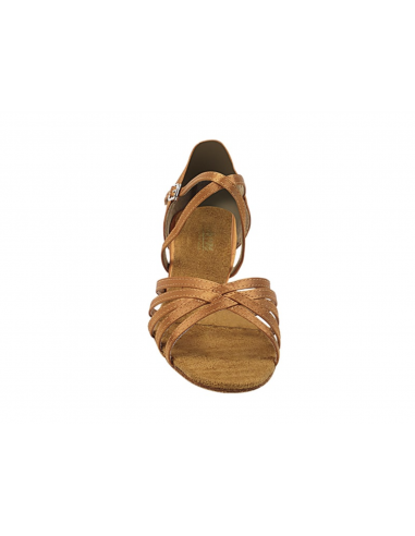 Dance shoes with 3.5cm heel in dark tan satin - Veryfine Dance Shop Zurich