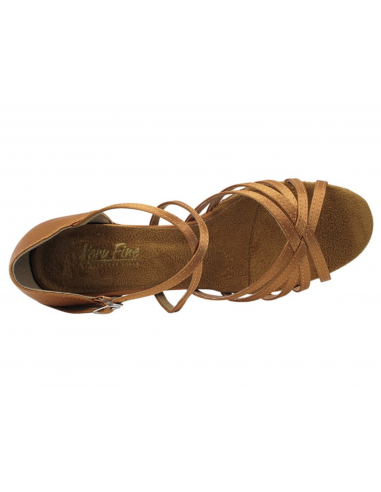 Dance shoes with 3.5cm heel in dark tan satin - Veryfine Dance Shop Zurich