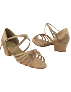 Dance shoes with 3.5cm heel in tan satin - Veryfine Dance Shop Zurich 2
