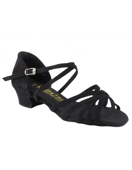 Chaussures de danse avec talon en nubuck noir pour West Coast Swing & Linedance